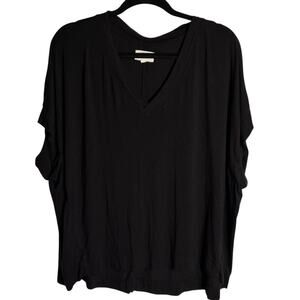 Lou & Grey Oversized Black V-Neck Short Sleeve Boxy Tee Shirt Top Size Small